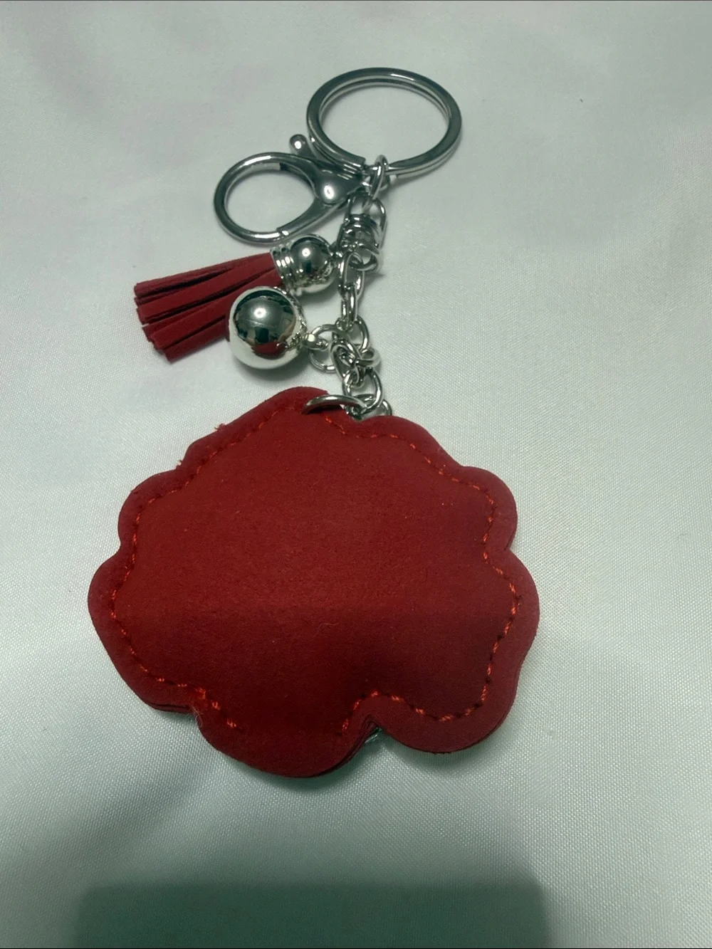 Red Rhinestone Rose Key & Card Holder Charm with Tassel